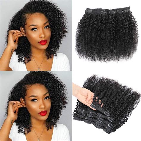 10 inch clip in hair extensions|clip on kinky hair extensions.